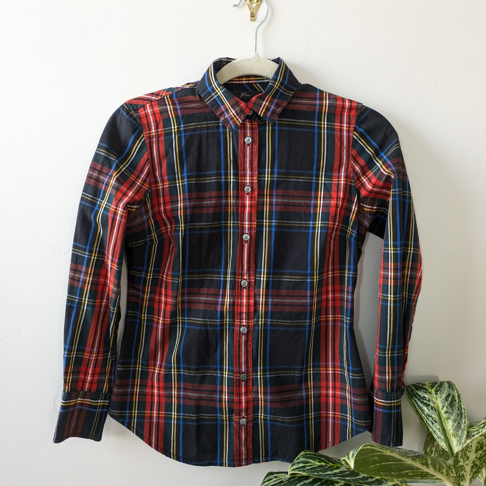 J. Crew Classic Red And Blue Plaid Button-Down Shirt